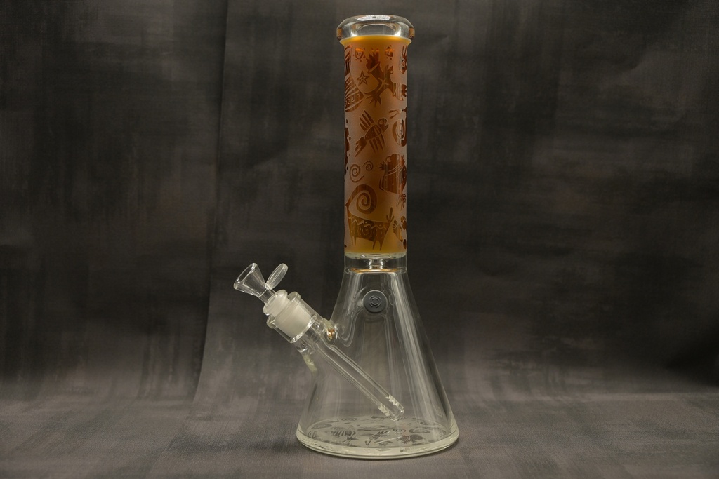 Black Leaf Kokopelli Beaker Bong Ice amber